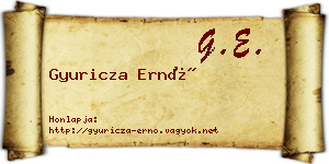 Gyuricza Ernő névjegykártya